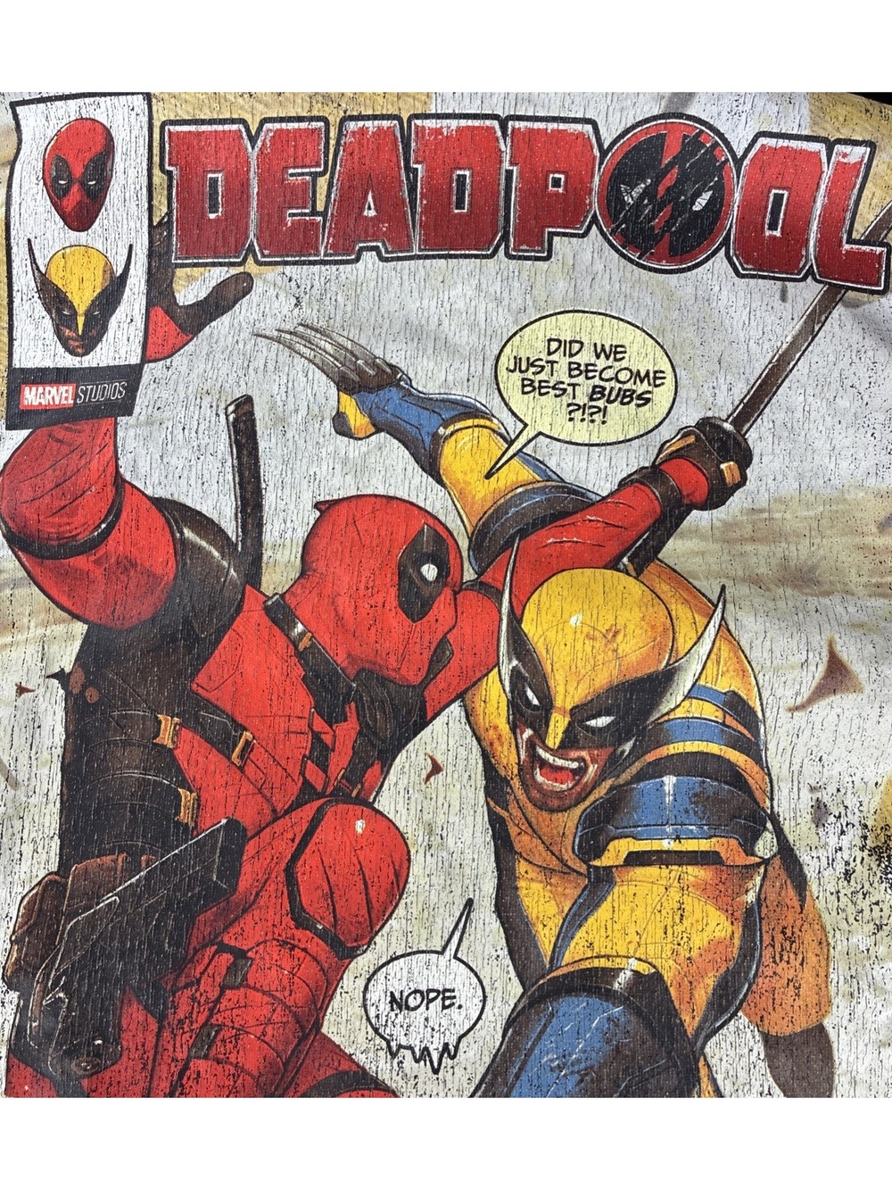 Marvel Deadpool Wolverine Men L Hoodie Sweatshirt Graphic Comic Book Black Pull